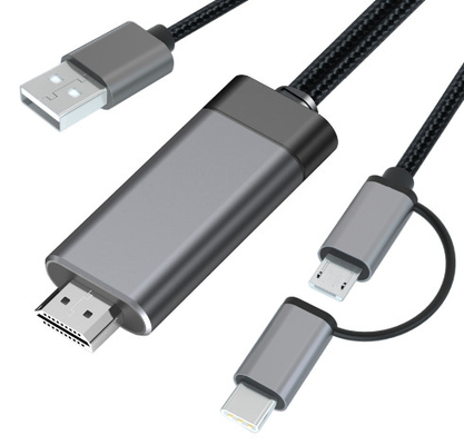 Kabel 2 w 1 1080p Micro Hdmi Aluminiowy przewód HDMI na USB C