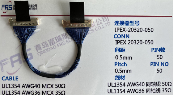 50-pinowy kabel koncentryczny Awg36 Micro 0,5 mm LVDS TV