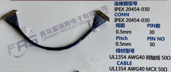 40awg Micro Coax 30-stykowe złącze LVDS Zespoły kabli 250 mm