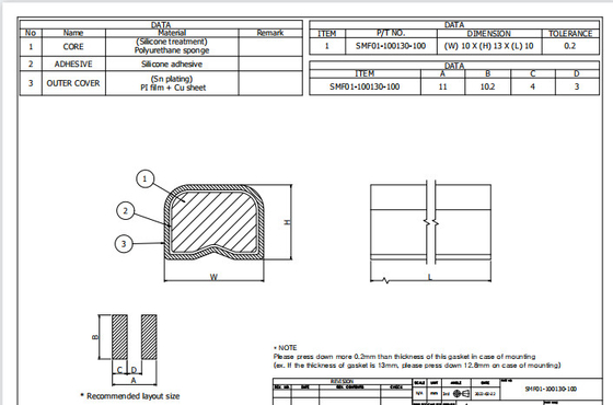 10x13mm Uszczelka z pianki EMI Przewodzące ekranowanie