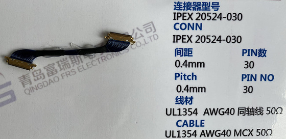30-pinowy 50-pinowy zespół wiązki elektrycznej 0,4 mm LVDS 40-pinowy kabel Ultra cienka czarna kurtka
