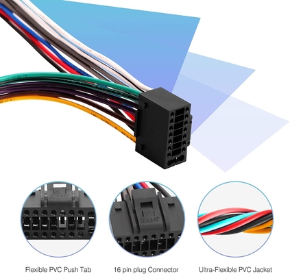 18AWG 4 Głośnik 16-stykowe złącze samochodowe stereo Wiązka przewodów elektrycznych